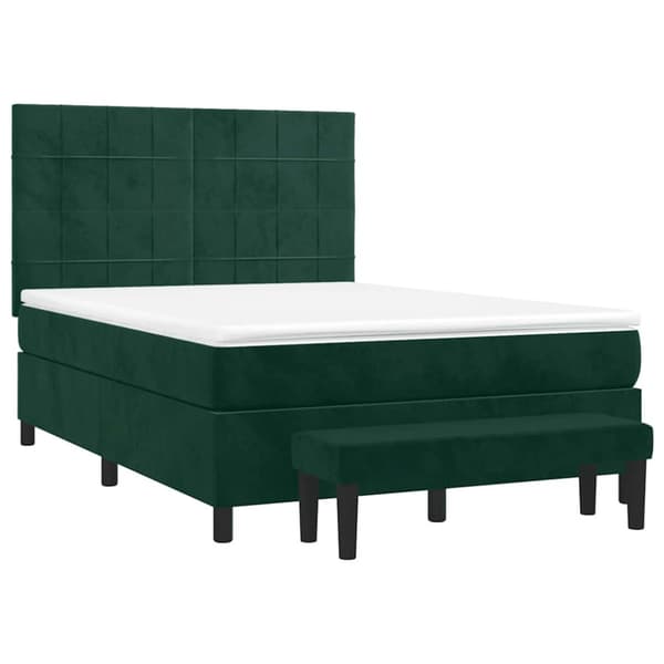 Ramsäng med madrass mörkgrön 140x190 cm sammet