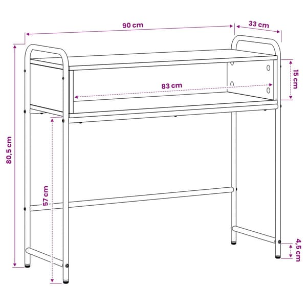 Konsolbord Grå Sonoma 90 x 33 x 80,5 cm Konstruerat trä