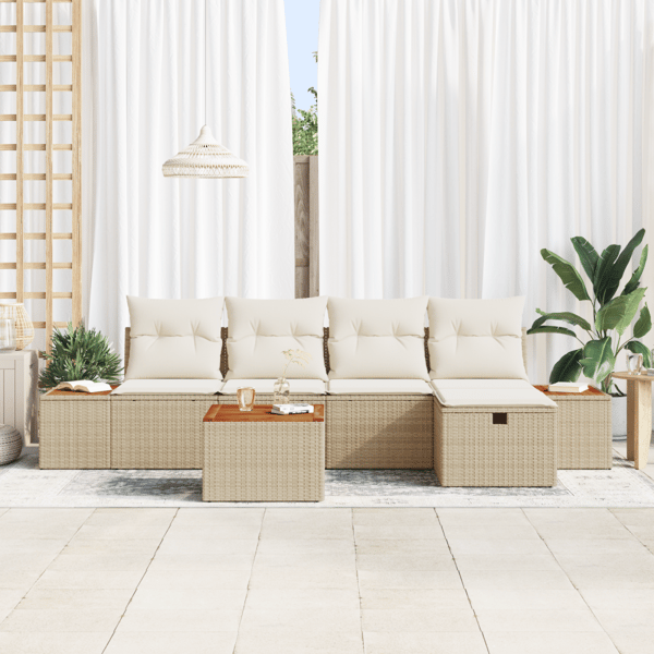 Trädgårdsoffset 6 st Beige konstrotting