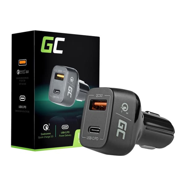 Green Cell strömadapter för bil - USB, USB-C - 42 watt