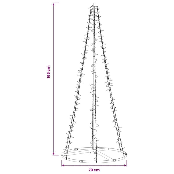 LED Julgran 165 cm 540 LED-lampor Varmvit Stål Svart