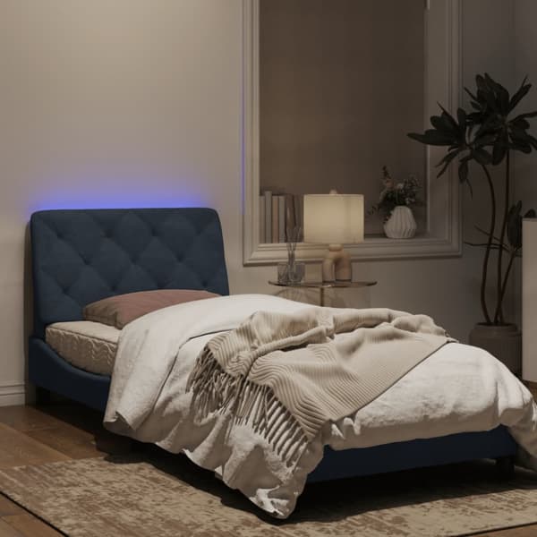 Bed Frame with LED without Mattress Dark Grey 90x190 cm Velvet