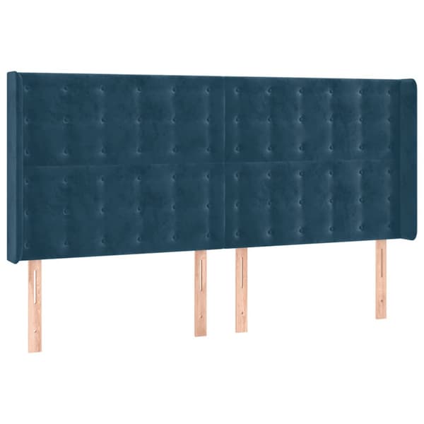 Sänggavel med kanter mörkblå 203x16x118/128 cm sammet