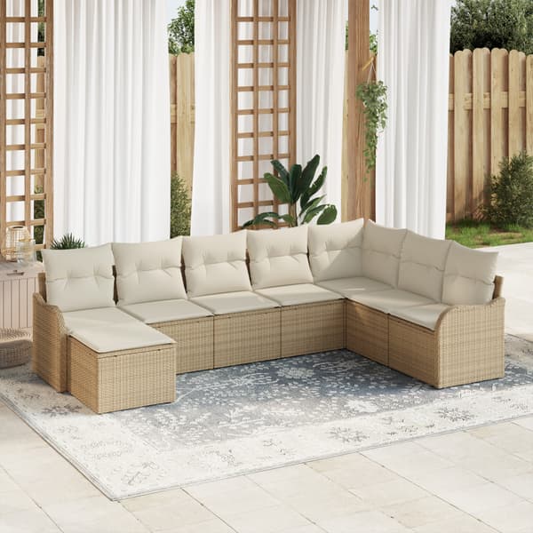 Trädgårdsoffset 8 pcs Beige konstrotting