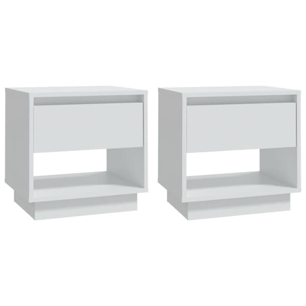 Sängbord vit 2 st 45x34x44 cm konstruerat trä