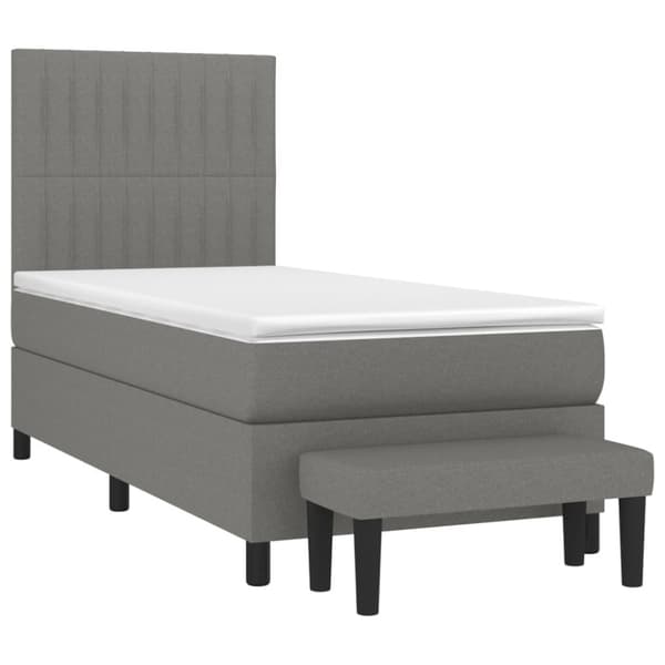 Ramsäng med madrass mörkgrå 90x200 cm tyg