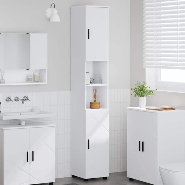 Badrumsskåp Vit 30 x 35 x 192 cm Konstruerat trä & Metall