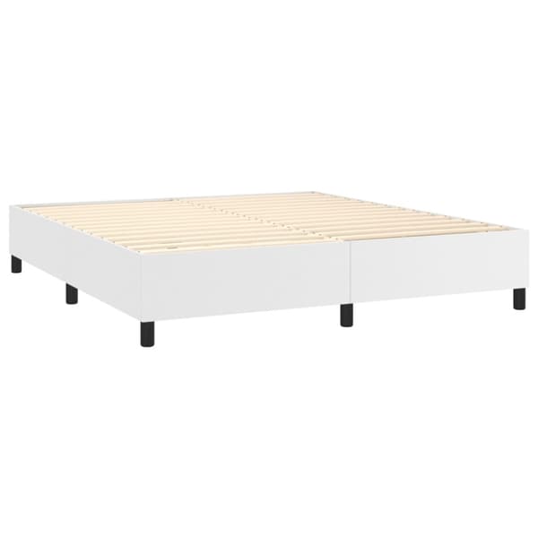 Ramsäng med madrass vit 160x200 cm konstläder