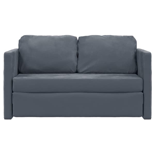 Golvbäddsoffa 2-i-1 mörkgrå 122x204x55 cm sammet