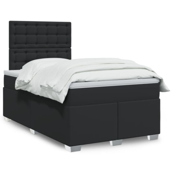 Ramsäng med madrass svart 120x190 cm konstläder
