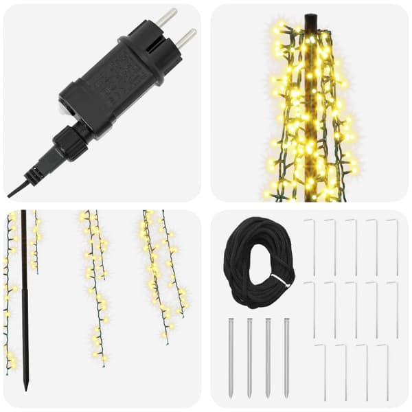 LED Julgran 485 cm 3000 LED-lampor Varmvit Stål Svart