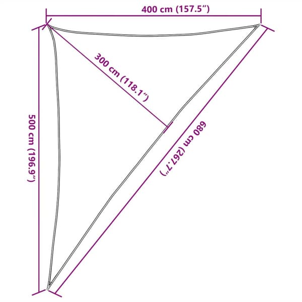 Solsegel 160 g/m² triangulär sand 4x5x6,8 m HDPE