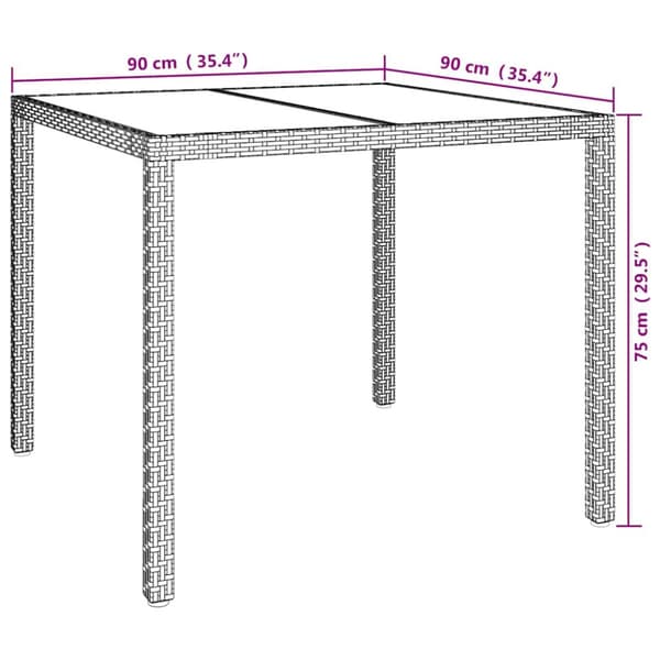 Trädgårdsbord Vit 90 x 90 x 75 cm konstrotting