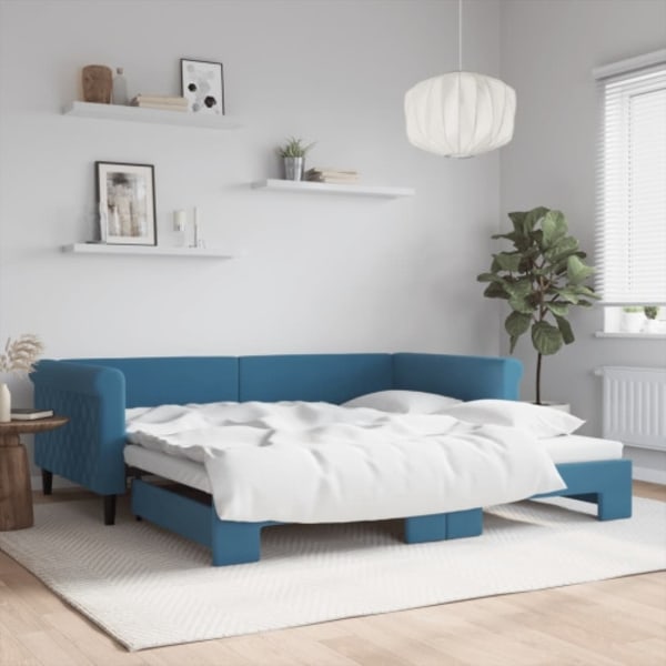 Dagbädd utdragbar blå 100x200 cm sammet