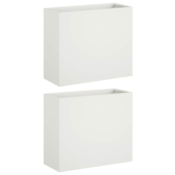 Trädgårdsplanterare 2 st Vit 50 x 20 x 40 cm Kallvalsat stål