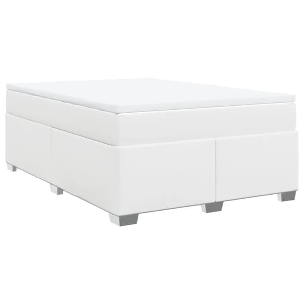Ramsäng med madrass vit 140x190 cm konstläder