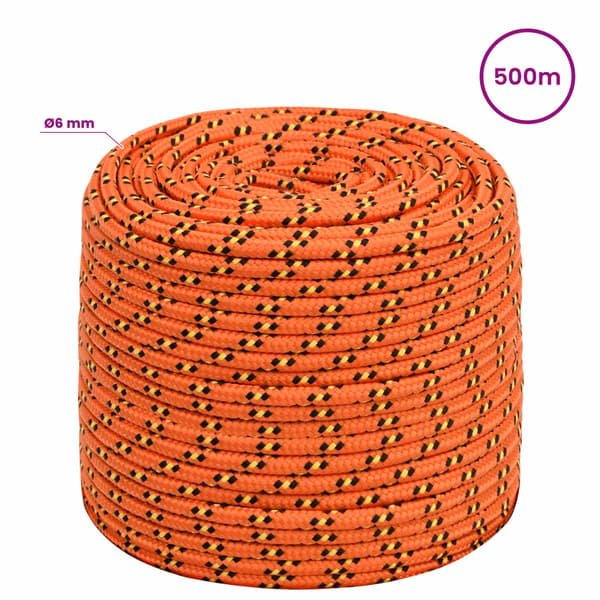 Mångsidigt bruksrep 6 mm 500 m Orange PP 240 kg Maxbelastning