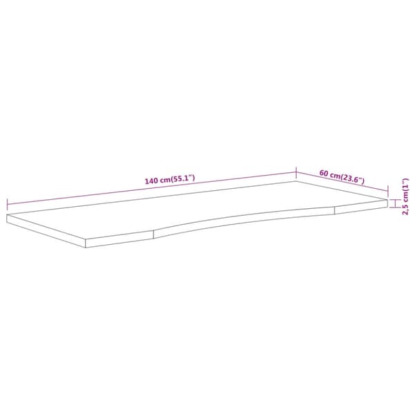 Bordsskiva 140x60x2,5 cm rektangulär massiv akacia