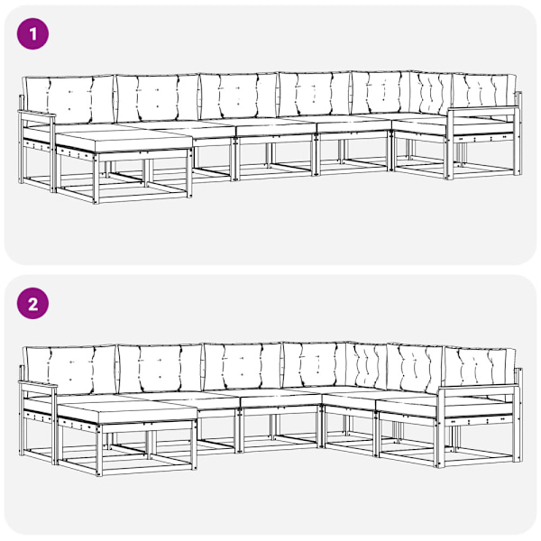 Utomhussoffset med kudde 7 pcs Vit och Beige