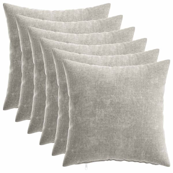 Kuddöverdrag 6 st HEERLEN Ljusgrå 35 x 35 cm Chenilletyg