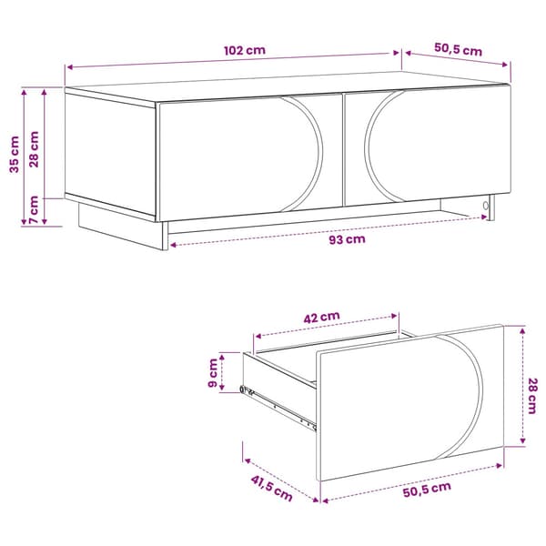 Kaffeebord Vit 102 x 50,5 x 35 cm Konstruerat trä