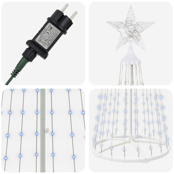 LED-konjulgran 250 cm 470 LED-lampor Blå Stål Vit
