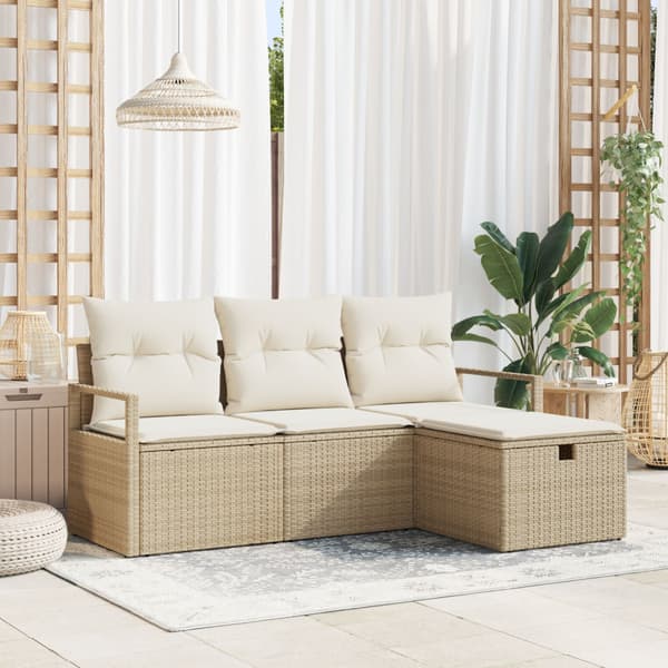 Soffset 4 st 4-Antal sittplatser Beige och gräddfärgad