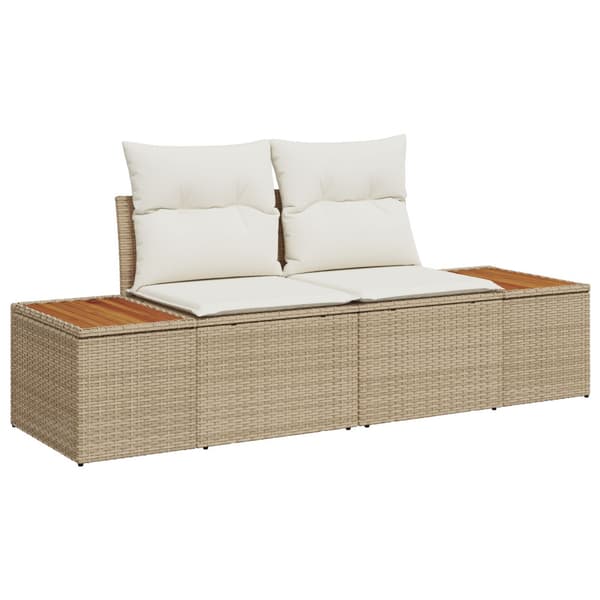 Trädgårdsoffset 6 st Beige Poly rattan