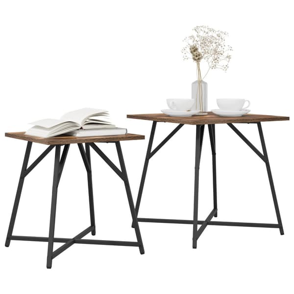 Sidobordsset 2 pcs Rökt Ek och Svart