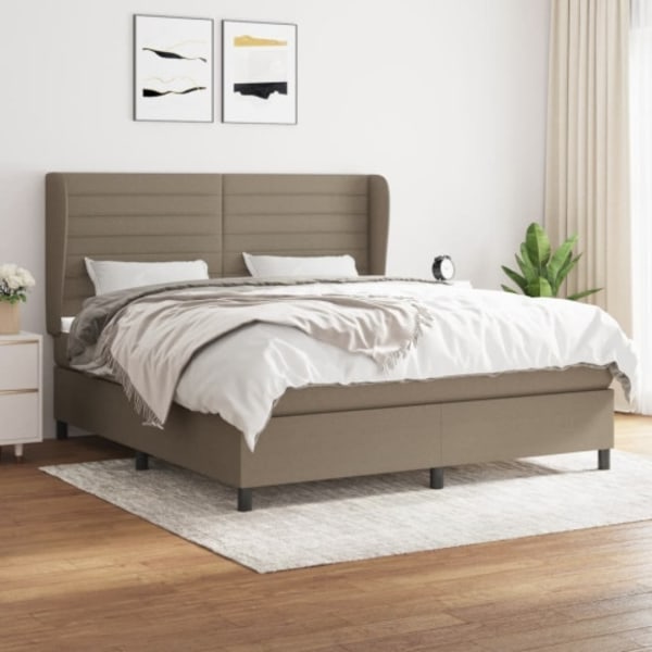 Ramsäng med madrass taupe 160x200 cm tyg