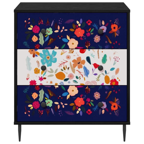 Kommode MAINZ Blommönster 66 x 36,5 x 76 cm Konstruerat trä