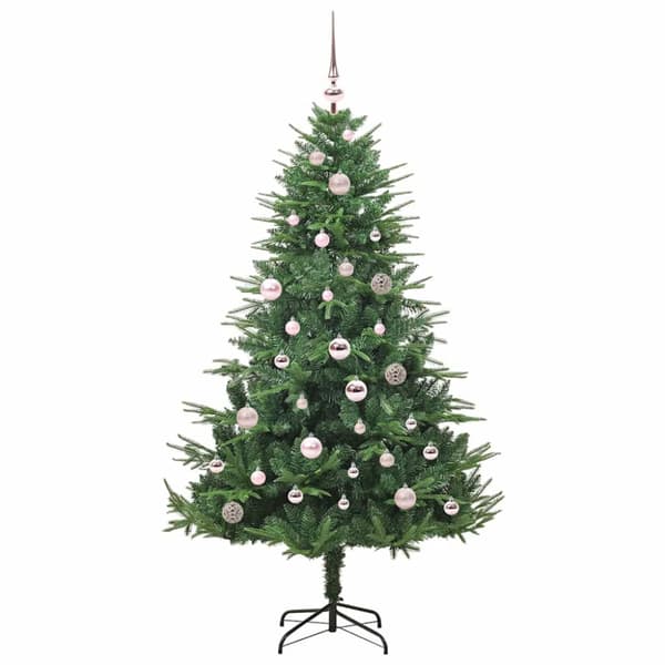 Konstgjord Förbelyst Julgran med Bollsats Grön 150 cm