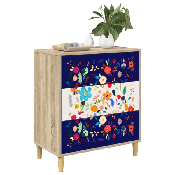 Kommode MAINZ Blommönster 66 x 36,5 x 75 cm Konstruerat trä