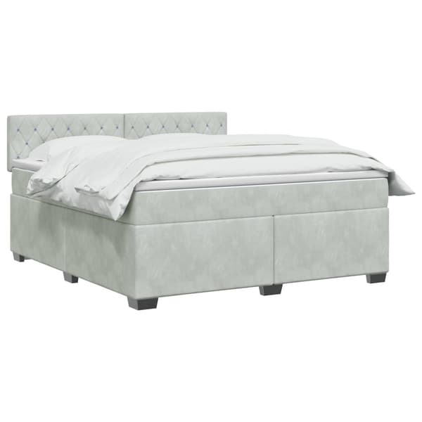 Boxspring säng med madrass och LED Ljusgrå 140 x 190 cm Sammet