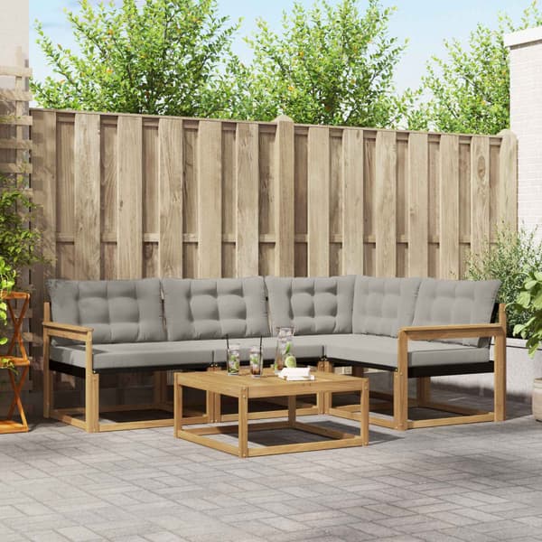 Utomhussoffset 5 pcs Vit och ljusgrå 79 x 79 x 37 cm