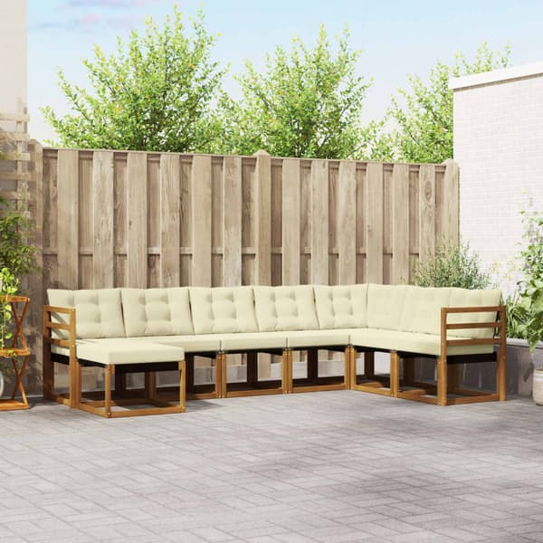 Utomhussoffset med kudde 8 pcs Naturlig och Grädde