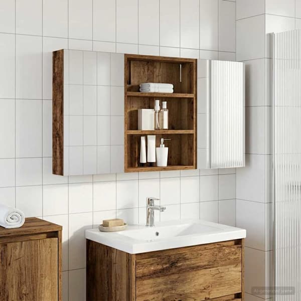 Badrumsskåpsset 3 st 100 x 10,5 x 50 cm Konstruerat trä