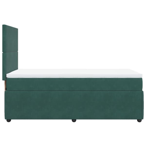 Ramsäng med madrass mörkgrön 90x190 cm sammet