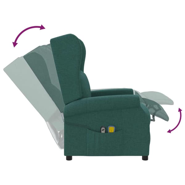 Vingback Elektrisk Massagefåtölj Mörkgrön Tyg