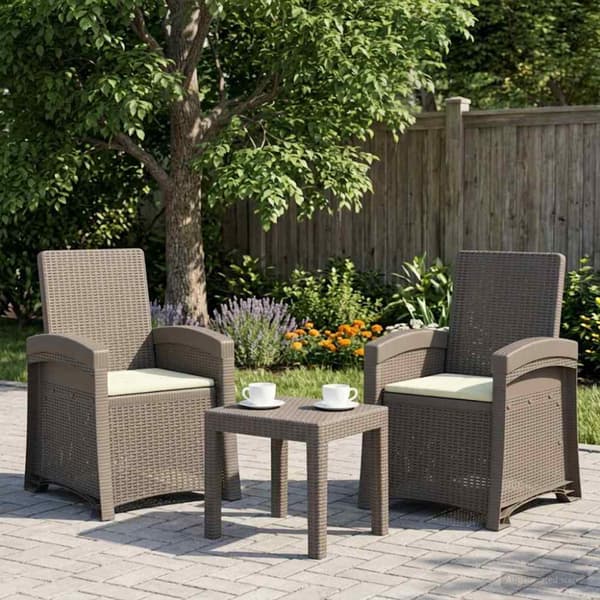 Reclining gardenstol i rottinglook 2 pcs Ljusgrå och Gräddvit