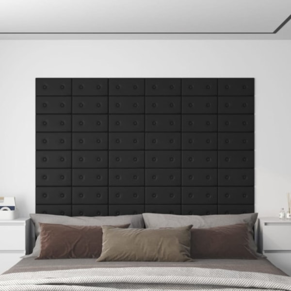 Väggpaneler 12 st svart 30x15 cm konstläder 0,54 m²