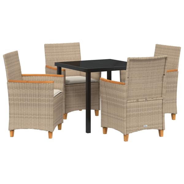 Trädgårdsmöbelset 5 pcs Beige konstrotting