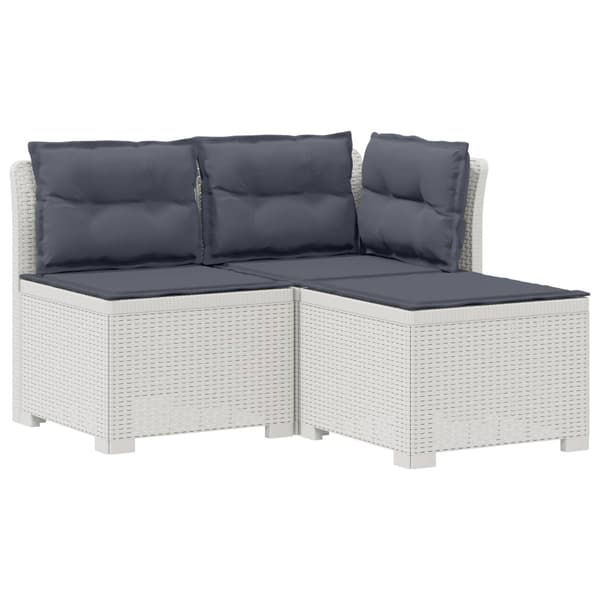 3-sits trädgårdsoffa med kuddar Rattan-look PP Vit