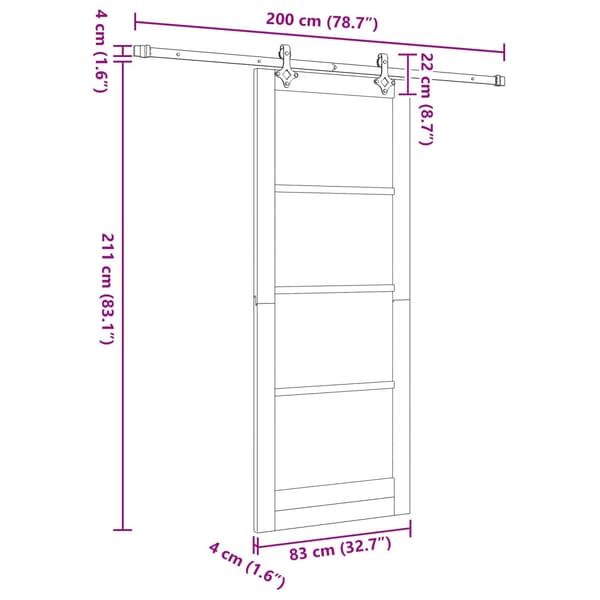 Skjutdörr 83 x 211 cm Konstruerat trä Vit