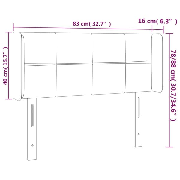 Sänggavel LED rosa 83x16x78/88 cm sammet