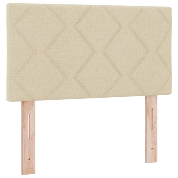 Boxspring säng med madrass och LED Gräddvit 120 x 190 cm Tyg