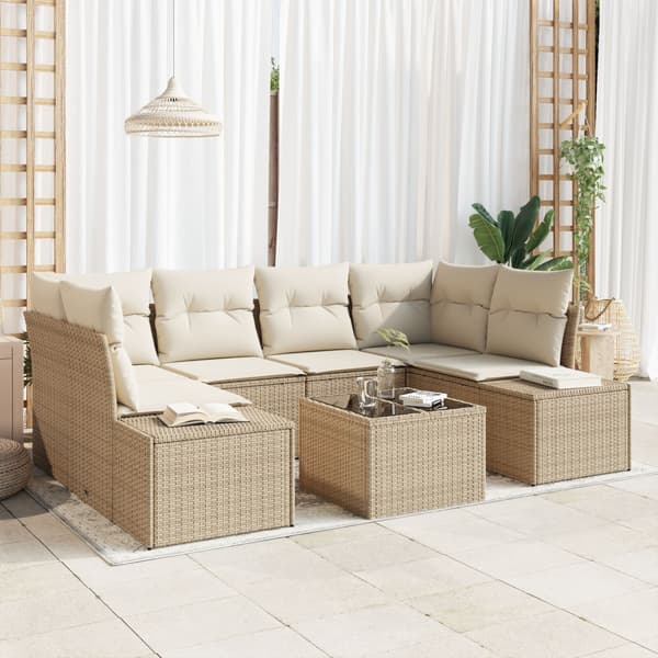 Trädgårdsoffset 7 st Beige konstrotting