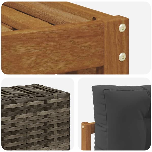 Utomhussoffset med kudde 9 pcs Naturlig och Antracit Polyester