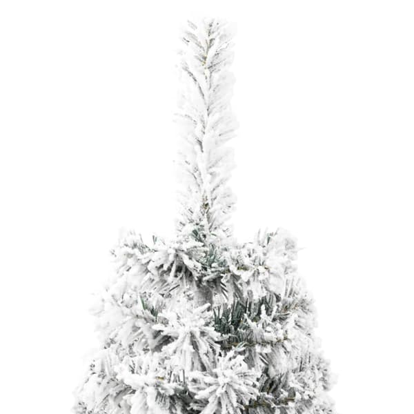 Smal halv plastgran med snö 210 cm