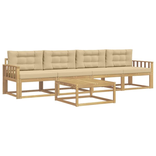 Utomhussoffset med kudde 4 pcs Vit och Beige